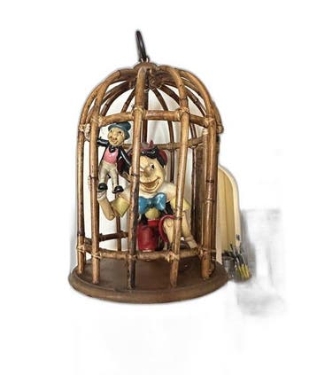 sculptuur, Pinocchio e grillo parlante - 45 cm - Hout