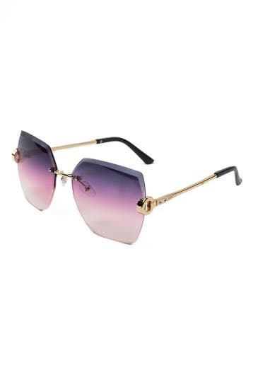 KIMU® Geslepen Diamant Zonnebril Goud Montuur Paars Roze Gra, Ophalen of Verzenden