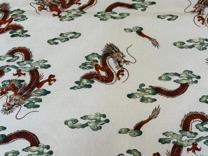 Hemelse Draken op het Ivoren Sluier - Meubelstof - 5 m - 1.4, Antiquités & Art, Tapis & Textile
