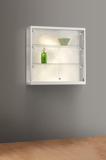 *TIP*  Luxe vitrinekast aluminium 100 cm met deurtjes en LE, Ophalen of Verzenden