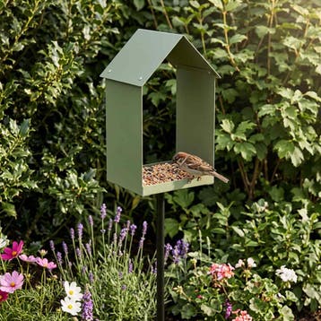 vidaXL Vogelvoeder Staal Olijfgroen, Verzenden, Nieuw