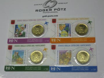 2 Euro en 7,65 Euro Briefmarken Vatikan 4 x 50 Cent 2019..., Postzegels en Munten, Munten | Europa | Euromunten, Verzenden, België