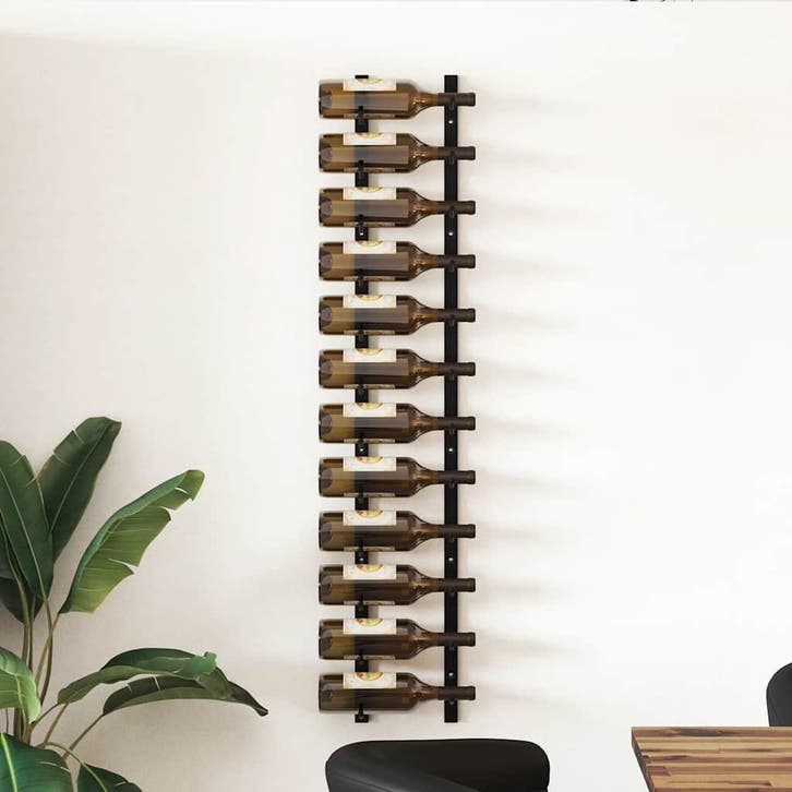 vidaXL Wijnrek wandmontage voor 12 flessen ijzer zwart, Huis en Inrichting, Woonaccessoires | Wijnrekken, Nieuw, Verzenden
