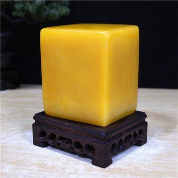 Huanglong Jade Kubus - Hoogte: 10 cm - Breedte: 8 cm- 1800 g, Verzamelen