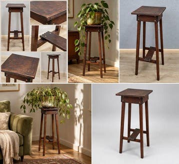 Eikenhouten plantentafel met metalen details - Plantentafel