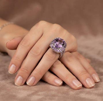 Zonder minimumprijs - Ring Zilver - 4.36ct. tw. Amethist -, Nieuw