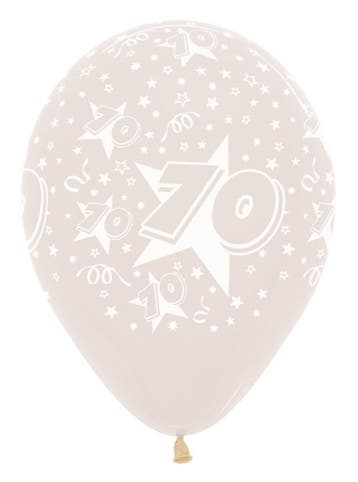 Ballonnen Number 70 Stars Crystal Clear 30cm 25st, Verzenden, Nieuw