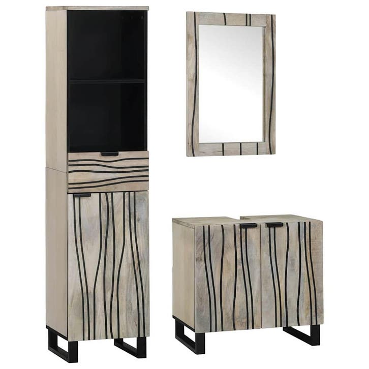 vidaXL Badkamermeubel Set 3 st Wit 38 x 33 x 160 cm Bewerkt, Huis en Inrichting, Badkamer | Badkamermeubels, Nieuw, Verzenden