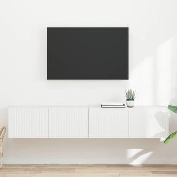 vidaXL TV Wandkast 2 st Wit Bewerkt hout, Verzenden, Nieuw