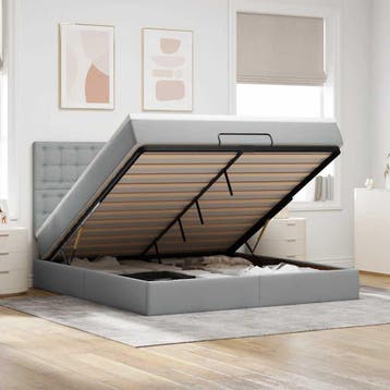 vidaXL Ottoman bed met matras 180x200cm stof lichtgrijs, Verzenden, Nieuw