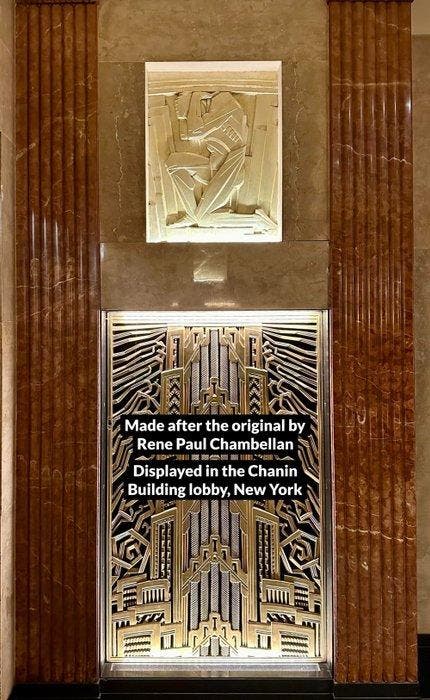 Naar Rene Paul Chambellan - Relief, ENDURANCE, Antiquités & Art, Art | Objets design
