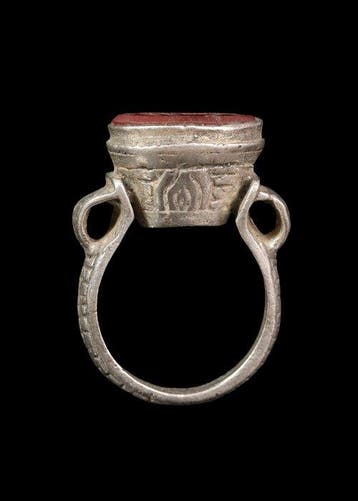 Islamitische Ottomaanse/Bedoeïense stijl Zilvermetaal Ring, Antiek en Kunst
