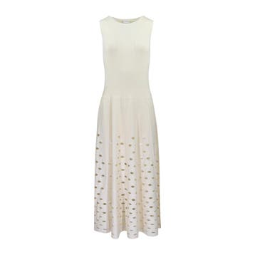 By Malene Birger • midi jurk in ecru • XS, Kleding | Dames, Verzenden, Wit, Maat 42/44 (L), Nieuw