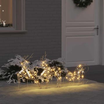 vidaXL LED Rendieren 3 st 60 LEDs Warmwit 44,5 x 18 x 66 cm, Verzenden