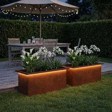vidaXL Tuinplantenbak met led 2 st Roestkleurig 30 x 60 x 30, Verzenden, Nieuw