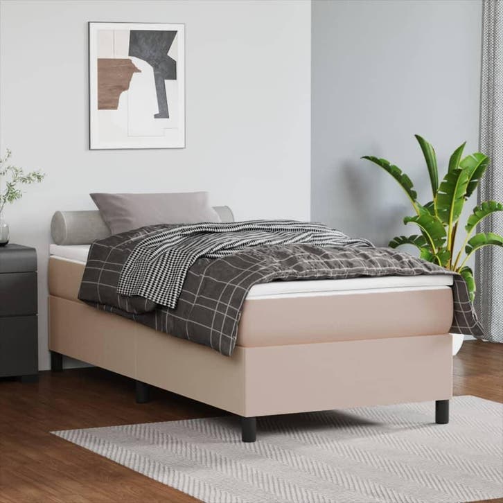 vidaXL Boxspring met matras kunstleer cappuccinokleurig, Huis en Inrichting, Slaapkamer | Bedden, Nieuw, Verzenden