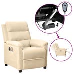 vidaXL Massagestoel elektrisch stof crèmekleurig, Verzenden