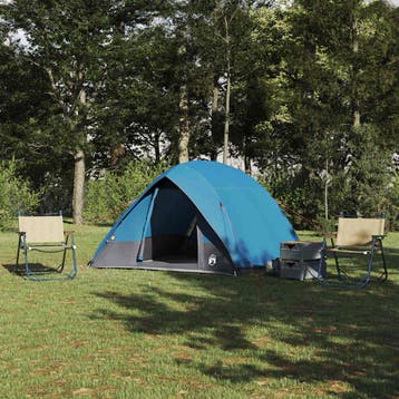 vidaXL Kamperen tent 4-persoons Blauw taft Waterdicht, Verzenden