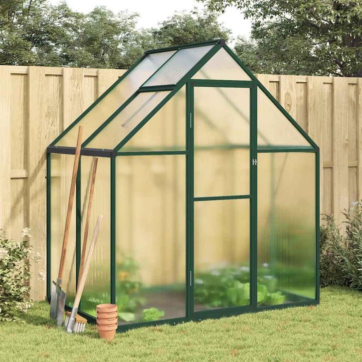 vidaXL Tuinkas met basisframe 169x114x195 cm aluminium groen, Jardin & Terrasse, Serres, Envoi