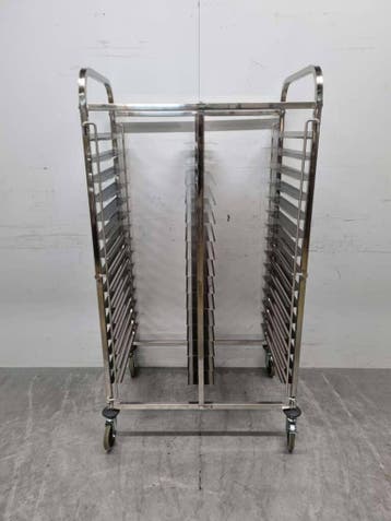 Chariot à double étagère en acier inoxydable 30 x 60/40 cm, Verzenden
