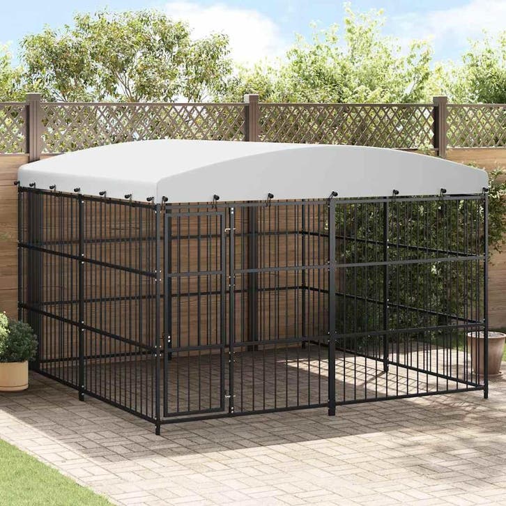 vidaXL Hondenkennel voor buiten met dak 300x300x210 cm, Dieren en Toebehoren, Hondenbenches, Nieuw, Verzenden