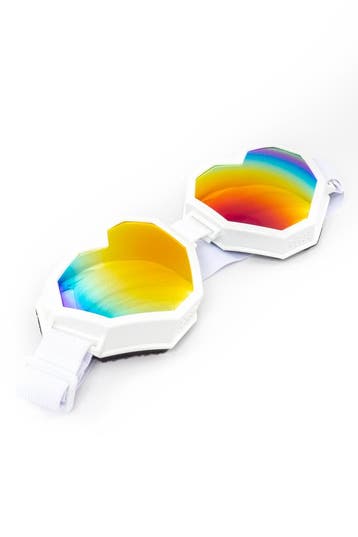 KIMU® Goggles Hartjes Skibril Bril Wit Montuur Regenboog Spi, Ophalen of Verzenden, Nieuw