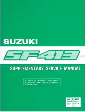 1991 SUZUKI SWIFT (SUPPLEMENT) WERKPLAATSHANDBOEK ENGELS