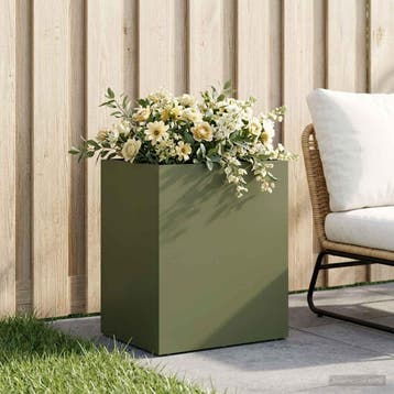 vidaXL Plantenbak Olijfgroen 40 x 30 x 40 cm Koudgewalst, Tuin en Terras, Bloempotten, Verzenden, Nieuw
