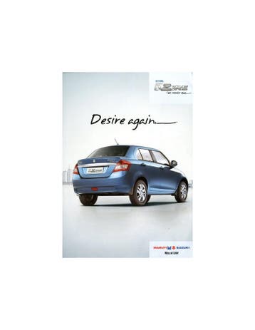 2014 SWIFT DZIRE MARUTI SUZUKI DZIRE TOUR BROCHURE ENGELS, Ophalen of Verzenden, Nieuw