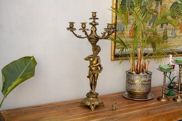 Candélabre Grand lustre à six lumières avec Putto - Bronze,