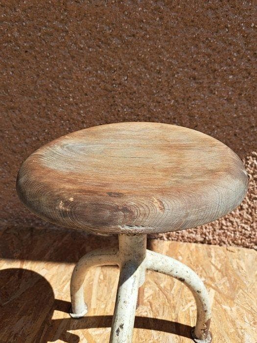 Stoel - Hout, IJzer - Vintage Industriële Stoel, Antiek en Kunst, Antiek | Wandborden en Tegels