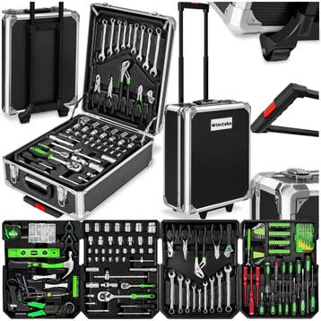 Aluminium trolley-gereedschapskoffer, 1200-delig - zwart, Verzenden, Nieuw