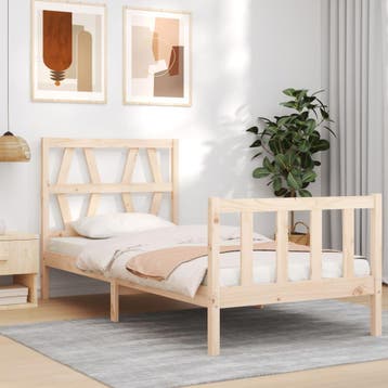 vidaXL Bedframe met hoofdbord massief hout, Verzenden, Nieuw