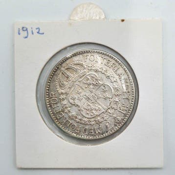 Zweden. Gustav V. 2 Kronor 1912 (Zonder minimumprijs), Timbres & Monnaies