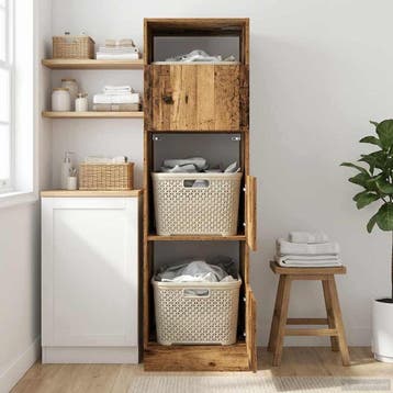 vidaXL Wasrek met opslag Oudhout 50 x 68 x 162 cm Bewerkt, Verzenden