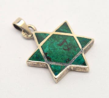 925 sterlingzilver - Davids Joodse Ster - Judaica - Groene