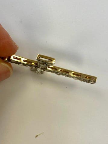 Pendentif en forme de croix - 18 carats Or blanc, Or jaune