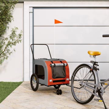 vidaXL Hondenfietstrailer oxford stof en ijzer oranje en, Verzenden