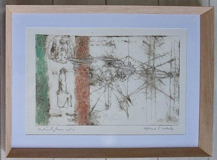 Anton Heyboer (1924-2005) - Ingekleurde ets met groen -, Antiquités & Art, Art | Objets design