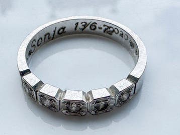 Ring - 18 karaat Witgoud - 0.13ct. tw. Diamant (Natuurlijk), Nieuw