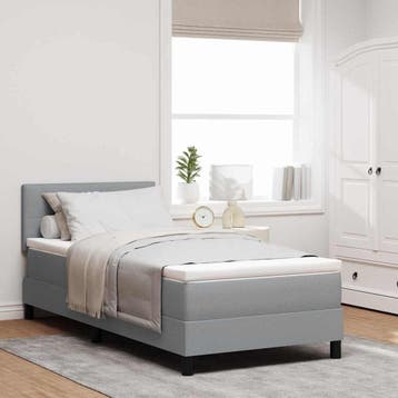 vidaXL Boxspring bed met hoofdeinde Lichtgrijs 90 x 200 cm, Verzenden