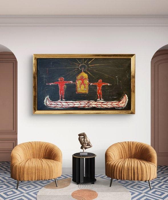 Malo - Holy chair - like basquiat, Antiquités & Art, Art | Peinture | Moderne