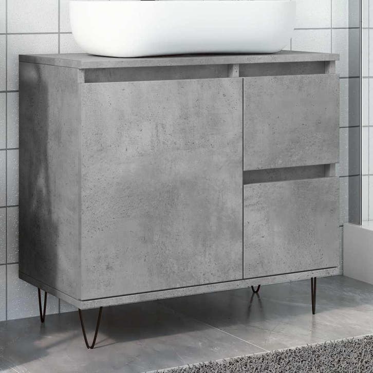 vidaXL Badkamerkast 65x33x60 cm bewerkt hout betongrijs, Huis en Inrichting, Badkamer | Badkamermeubels, Nieuw, Verzenden