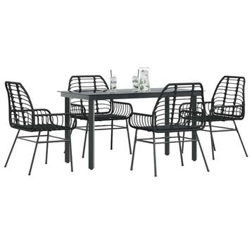 vidaXL 5-delige Tuinset poly rattan glas zwart, Verzenden, Nieuw, Tuinset
