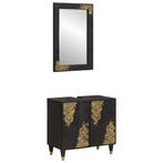 vidaXL Badkamerkast set Wandgemonteerd 2 pcs Zwart Massief, Verzenden, Nieuw
