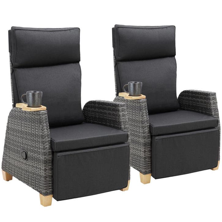 tectake wicker fauteuil Pescara met aluminium frame, verstel, Tuin en Terras, Tuinsets en Loungesets, Verzenden
