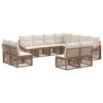 vidaXL Tuinbank Set 11 pcs Beige poly rattan, Jardin & Terrasse, Verzenden