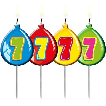 Kaars 7 Jaar Ballon 8cm, Verzenden