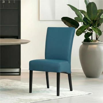 Set van 8 Leren eetkamerstoelen Just - Hermes Turquoise, Ophalen of Verzenden, Nieuw, Leer