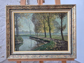 Adolf Rheinert (1880–1958) - Herbstlandschaft mit Fluss und, Antiek en Kunst